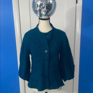 Love Rocks Green Button Down Shirt with 3/4 Sleeves